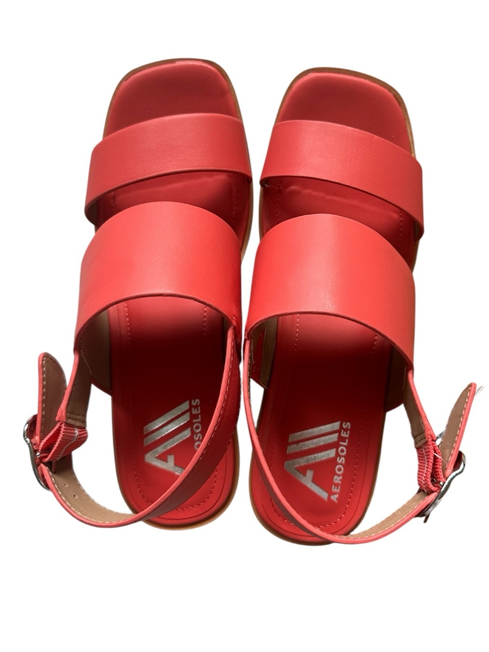 NWT AWARE by Aerosoles Coral Pink Block Heel Platform Sandals 8W Wide⁠